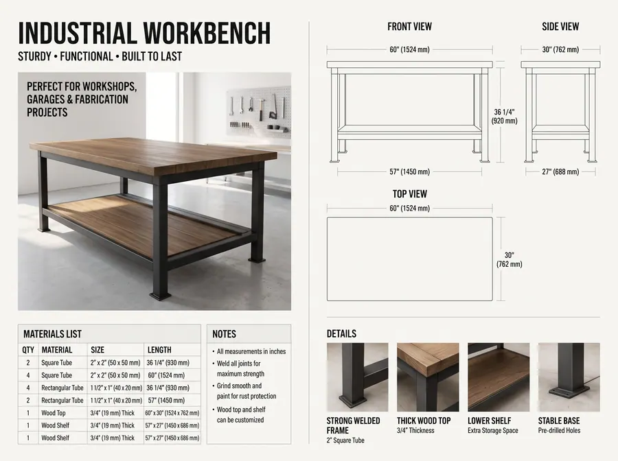 Industrial Workbench fabrication plan