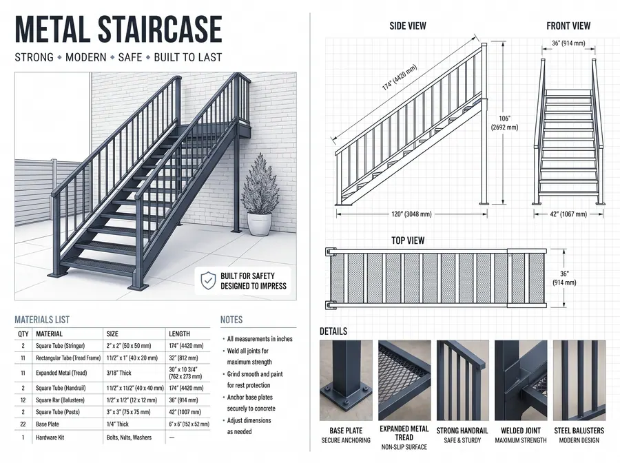 Metal Staircase fabrication plan