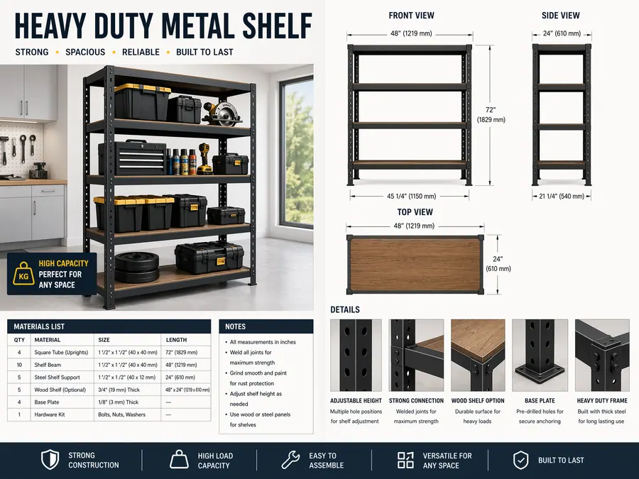 Heavy Duty Metal Shelf fabrication plan