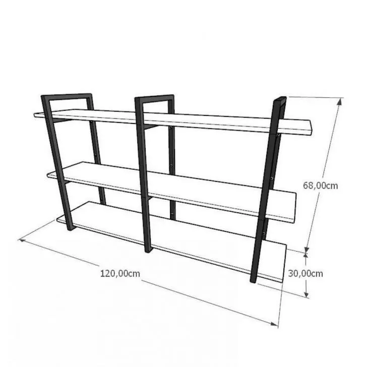 Actual page: 120 cm shelf, fully dimensioned